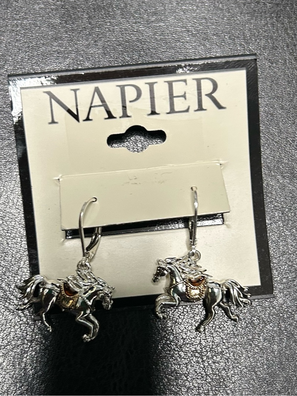 Napier Silver Horse Dangle Earrings